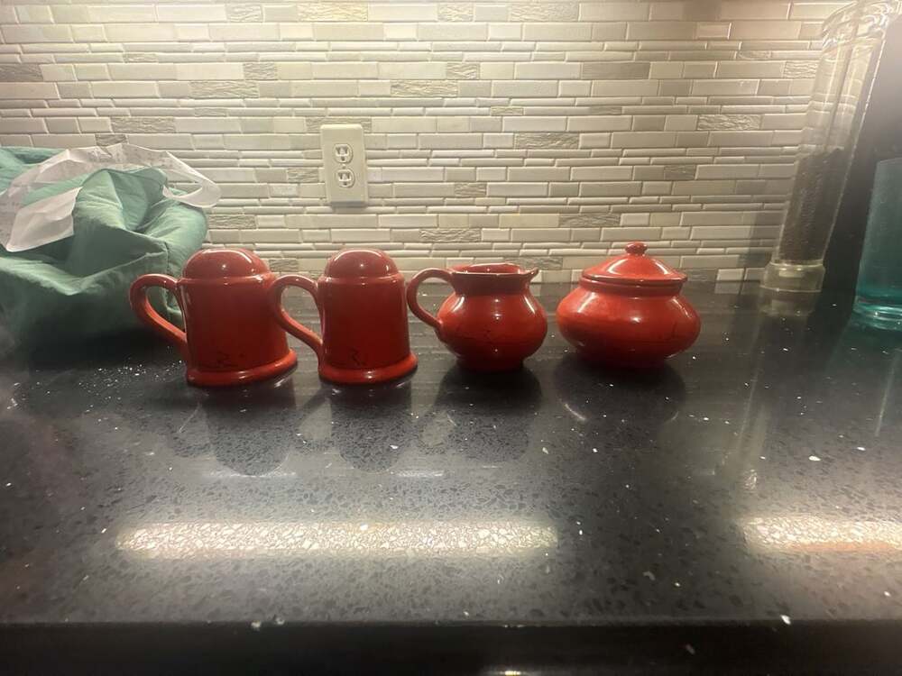 Mamma Ro Italian Red Pottery 4-Piece Creamer Sugar & Salt Pepper Set